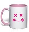 Mug with a colored handle Flex smile light-pink фото