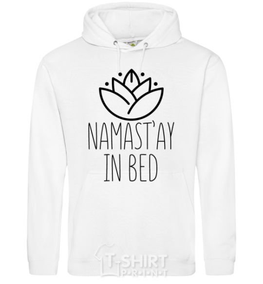 Men`s hoodie Namast'ay in bed White фото