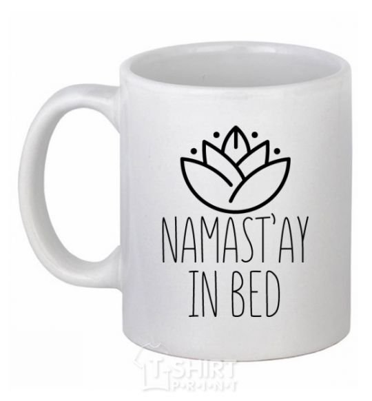 Ceramic mug Namast'ay in bed White фото