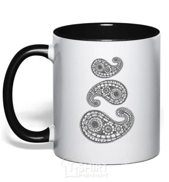 Mug with a colored handle Indie print black фото