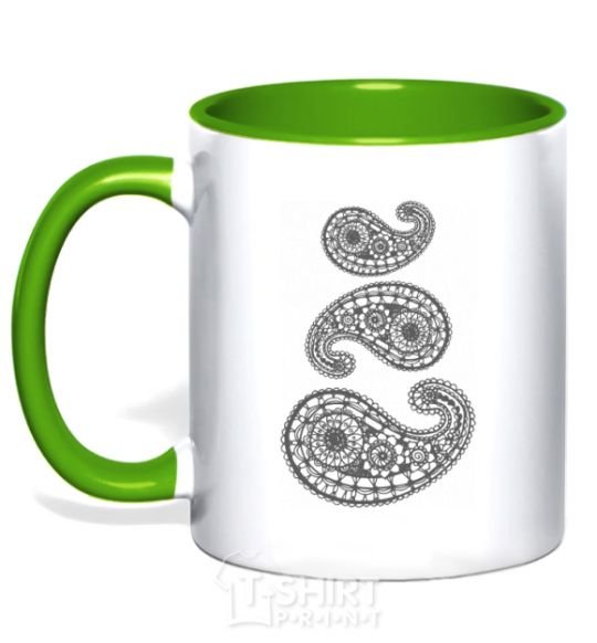 Mug with a colored handle Indie print kelly-green фото