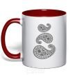 Mug with a colored handle Indie print red фото