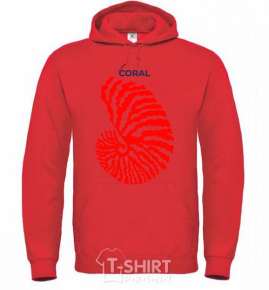 Men`s hoodie Coral bright-red фото