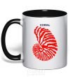 Mug with a colored handle Coral black фото