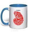 Mug with a colored handle Coral royal-blue фото
