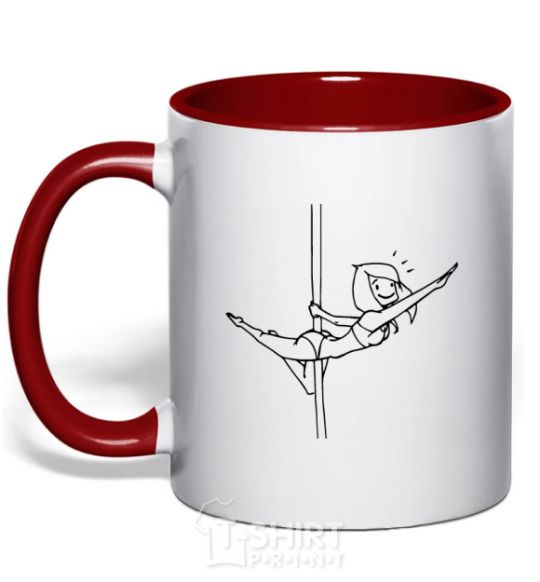 Mug with a colored handle Pole dance girl red фото