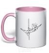 Mug with a colored handle Pole dance girl light-pink фото