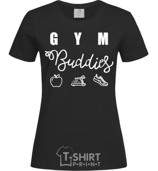 Женская футболка Gym buddies Черный фото