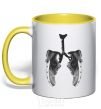 Mug with a colored handle Runner's lungs yellow фото