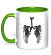 Mug with a colored handle Runner's lungs kelly-green фото