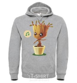 Men`s hoodie Little Groot in a pot sport-grey фото