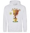 Men`s hoodie Little Groot in a pot sport-grey фото