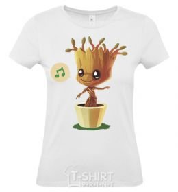 Women's T-shirt Little Groot in a pot White фото