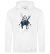 Men`s hoodie A deer in a triangle White фото