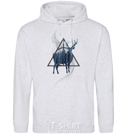 Men`s hoodie A deer in a triangle sport-grey фото