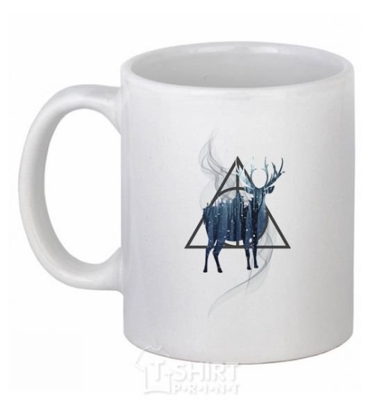 Ceramic mug A deer in a triangle White фото