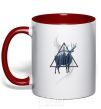 Mug with a colored handle A deer in a triangle red фото