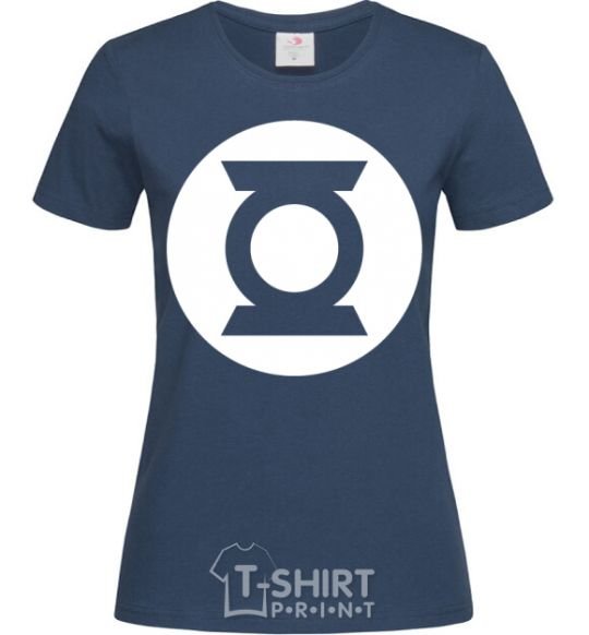 Women's T-shirt Green lantern logo white navy-blue фото