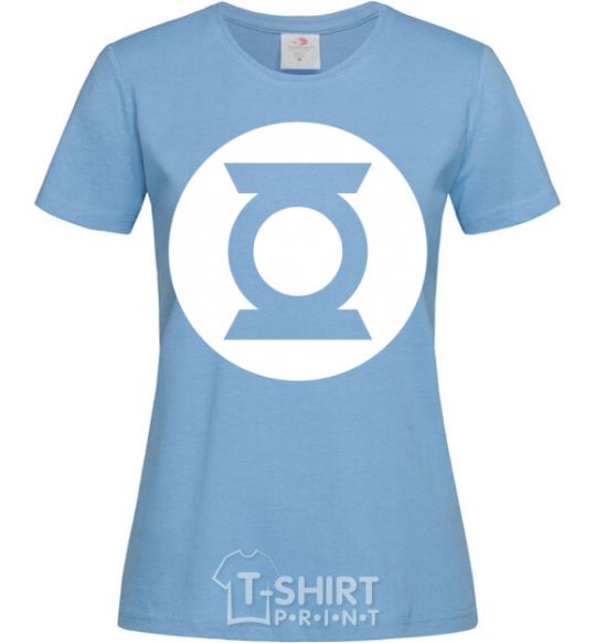 Women's T-shirt Green lantern logo white sky-blue фото