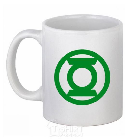 Ceramic mug Green lantern logo green White фото