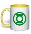 Mug with a colored handle Green lantern logo green yellow фото