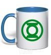 Mug with a colored handle Green lantern logo green royal-blue фото
