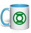 Mug with a colored handle Green lantern logo green sky-blue фото