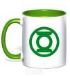 Mug with a colored handle Green lantern logo green kelly-green фото