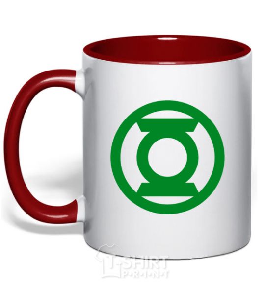 Mug with a colored handle Green lantern logo green red фото