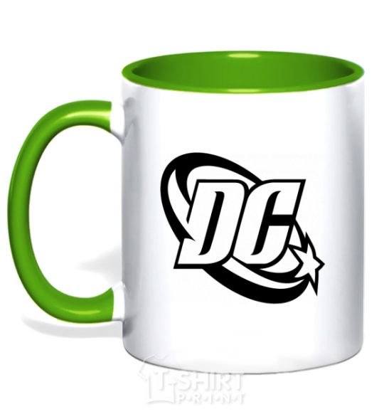 Mug with a colored handle DC logo black kelly-green фото