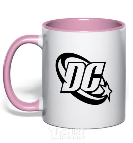 Mug with a colored handle DC logo black light-pink фото