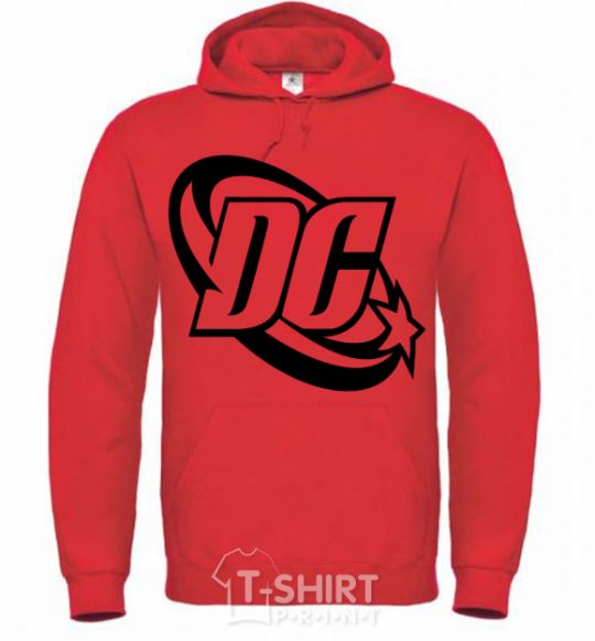 Мужская толстовка (худи) DC logo black Ярко-красный фото