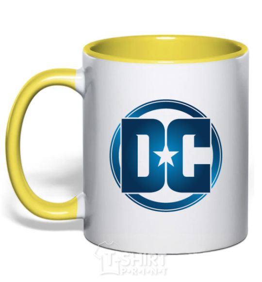 Mug with a colored handle DC logo fullcolour yellow фото