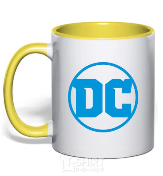 Mug with a colored handle DC blue yellow фото