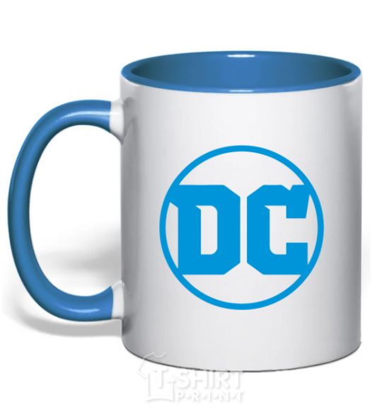 Чашка с цветной ручкой DC голубой Ярко-синий фото