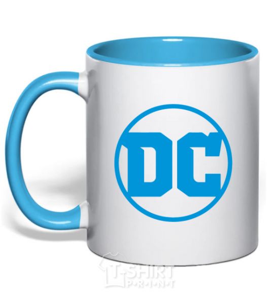 Mug with a colored handle DC blue sky-blue фото