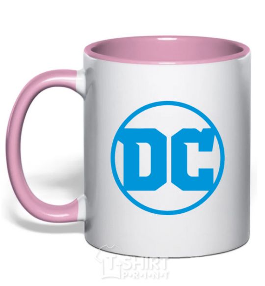 Mug with a colored handle DC blue light-pink фото