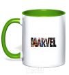 Mug with a colored handle Marvel bright logo kelly-green фото