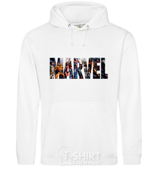 Мужская толстовка (худи) Marvel bright logo Белый фото