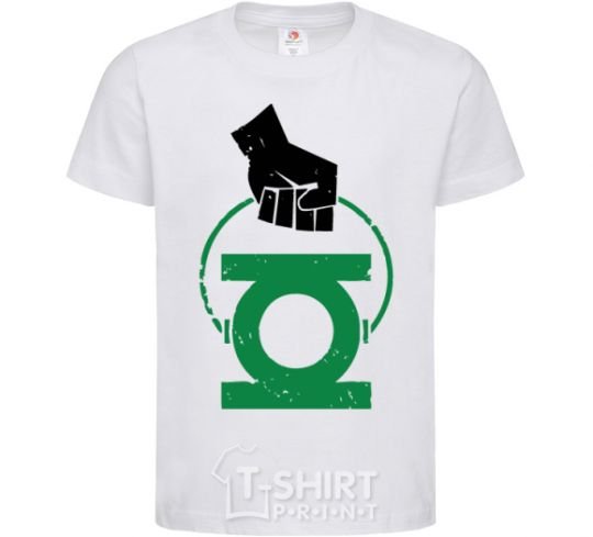 Kids T-shirt A hand holding a green lantern White фото