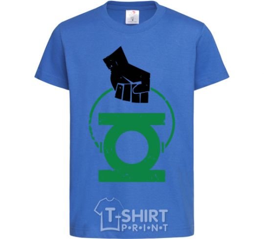 Kids T-shirt A hand holding a green lantern royal-blue фото