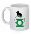 Ceramic mug A hand holding a green lantern White фото