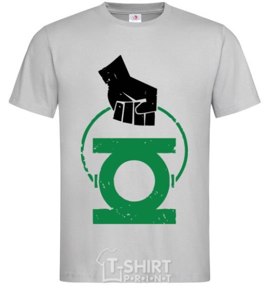 Men's T-Shirt A hand holding a green lantern grey фото