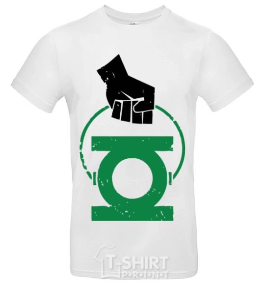 Men's T-Shirt A hand holding a green lantern White фото