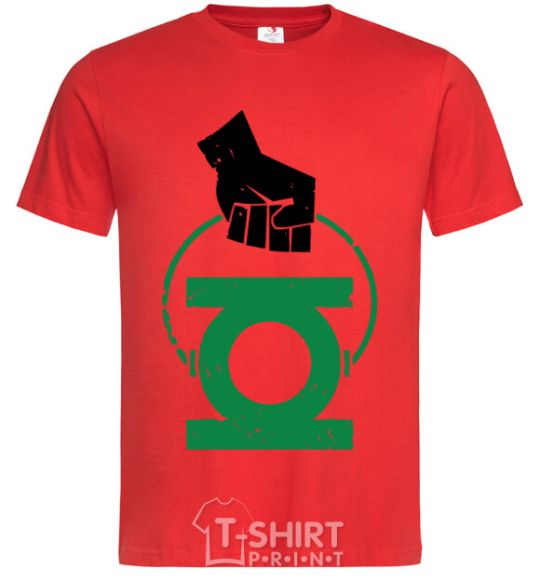 Men's T-Shirt A hand holding a green lantern red фото