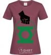 Women's T-shirt A hand holding a green lantern burgundy фото