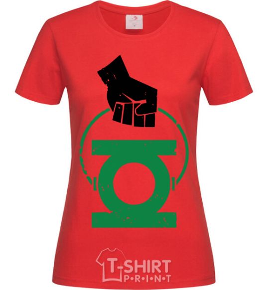 Women's T-shirt A hand holding a green lantern red фото