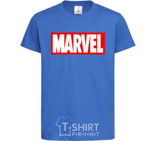 Kids T-shirt Marvel logo red white royal-blue фото