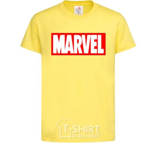 Kids T-shirt Marvel logo red white cornsilk фото