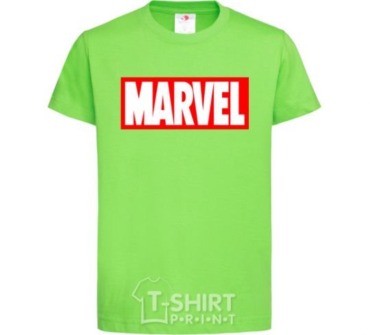 Kids T-shirt Marvel logo red white orchid-green фото